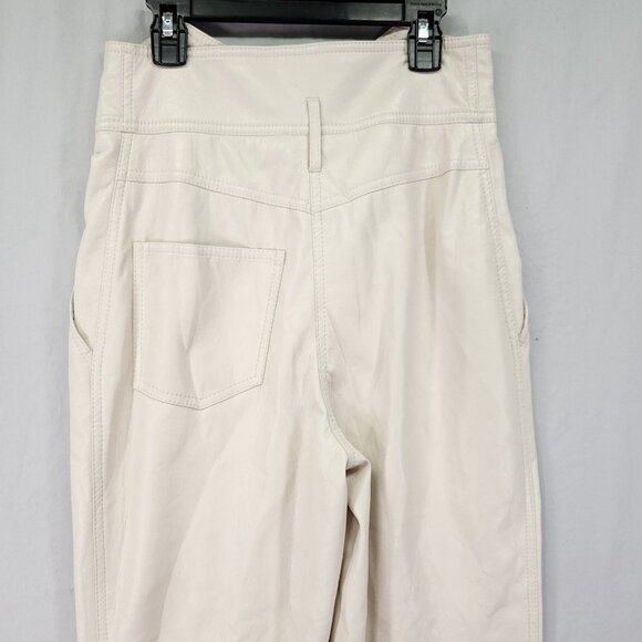 Nanushka Vegan Leather Pants Size XS Taper Ivory High Rise Pockets - Picture 14 of 16